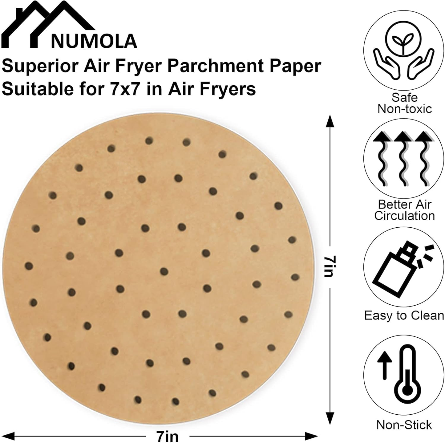 Air Fryer Parchment Paper Liners, 100 Pcs Disposable Papers Liner for 2-3QT Air Fryer Baking, 7 Inch Safe and Non-Stick Unbleache Steamer Liner for Microwave, Oven, Steaming Basket