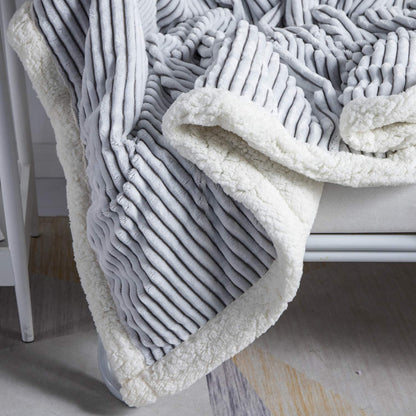 Sherpa Blanket Fleece Throw – 51X63, Grey & White – Soft, Plush, Fluffy, Fuzzy, Warm, Cozy, Thick – Perfect for Couch, Bed, Sofa, Chair - Christmas Blanket Gift for Winter