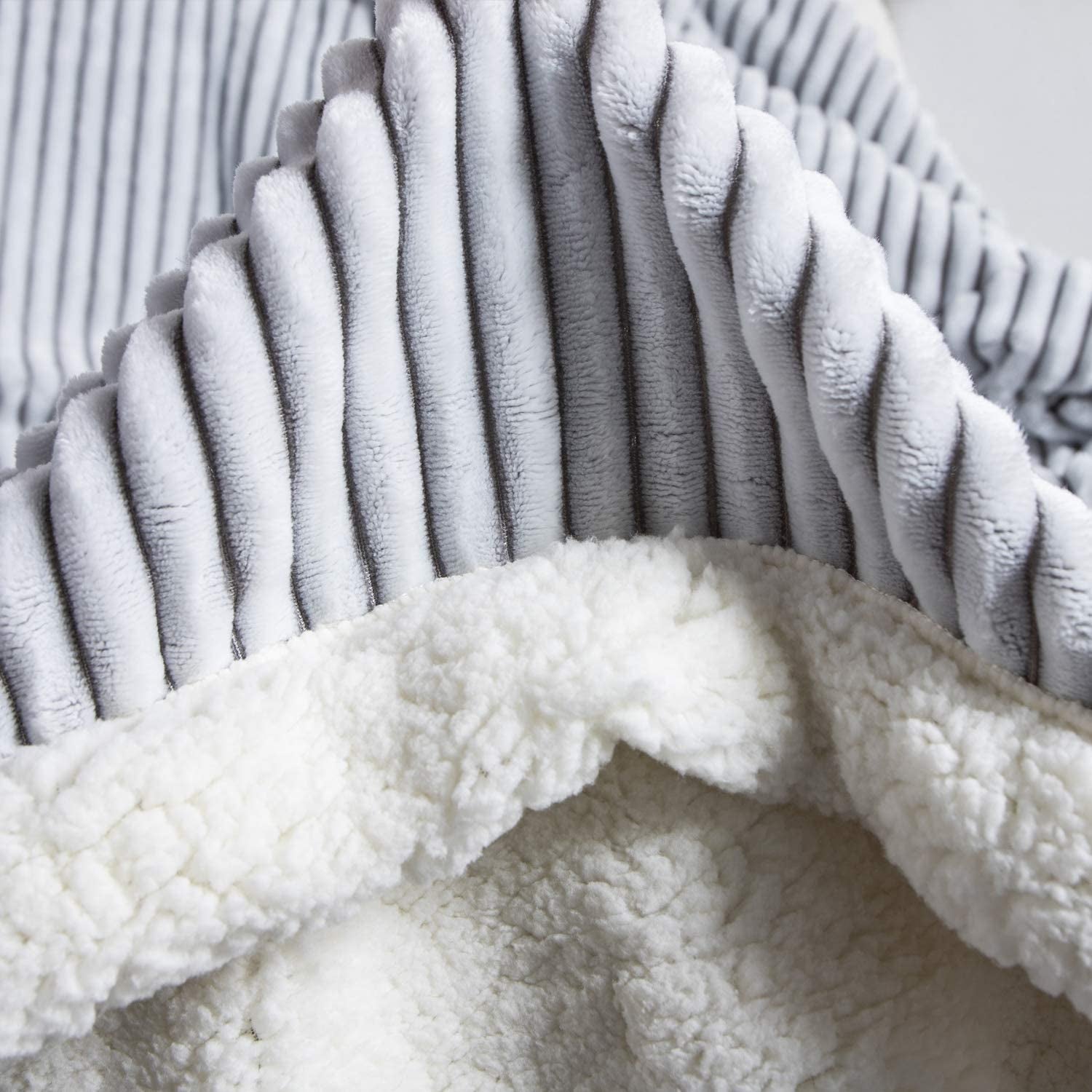 Sherpa Blanket Fleece Throw – 51X63, Grey & White – Soft, Plush, Fluffy, Fuzzy, Warm, Cozy, Thick – Perfect for Couch, Bed, Sofa, Chair - Christmas Blanket Gift for Winter