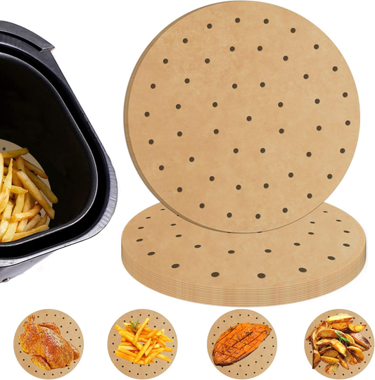 Air Fryer Parchment Paper Liners, 100 Pcs Disposable Papers Liner for 2-3QT Air Fryer Baking, 7 Inch Safe and Non-Stick Unbleache Steamer Liner for Microwave, Oven, Steaming Basket